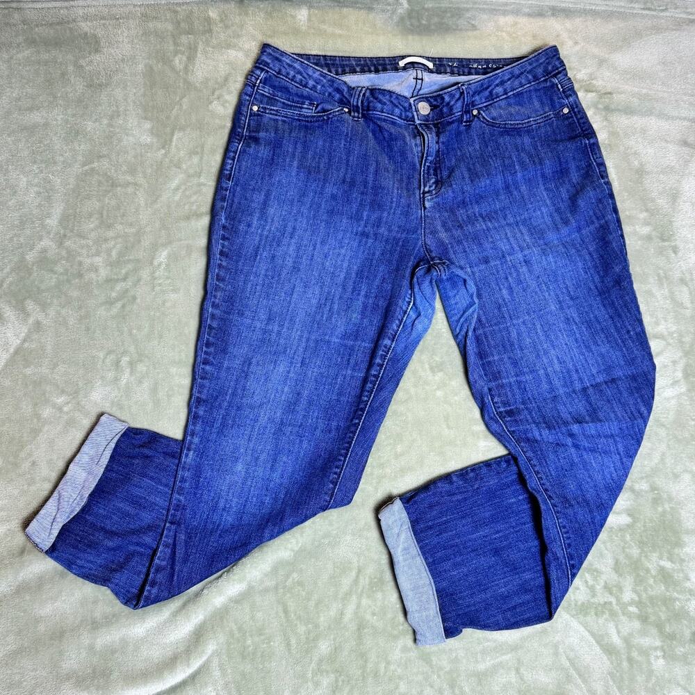 LC Lauren Conrad Skinny Ankle Jeans Medium Wash Stretch Cuffed Hem